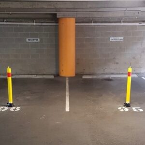 folding-manual-parking-bollard-TMS-B04-and-TMS-B06-installed-indoors